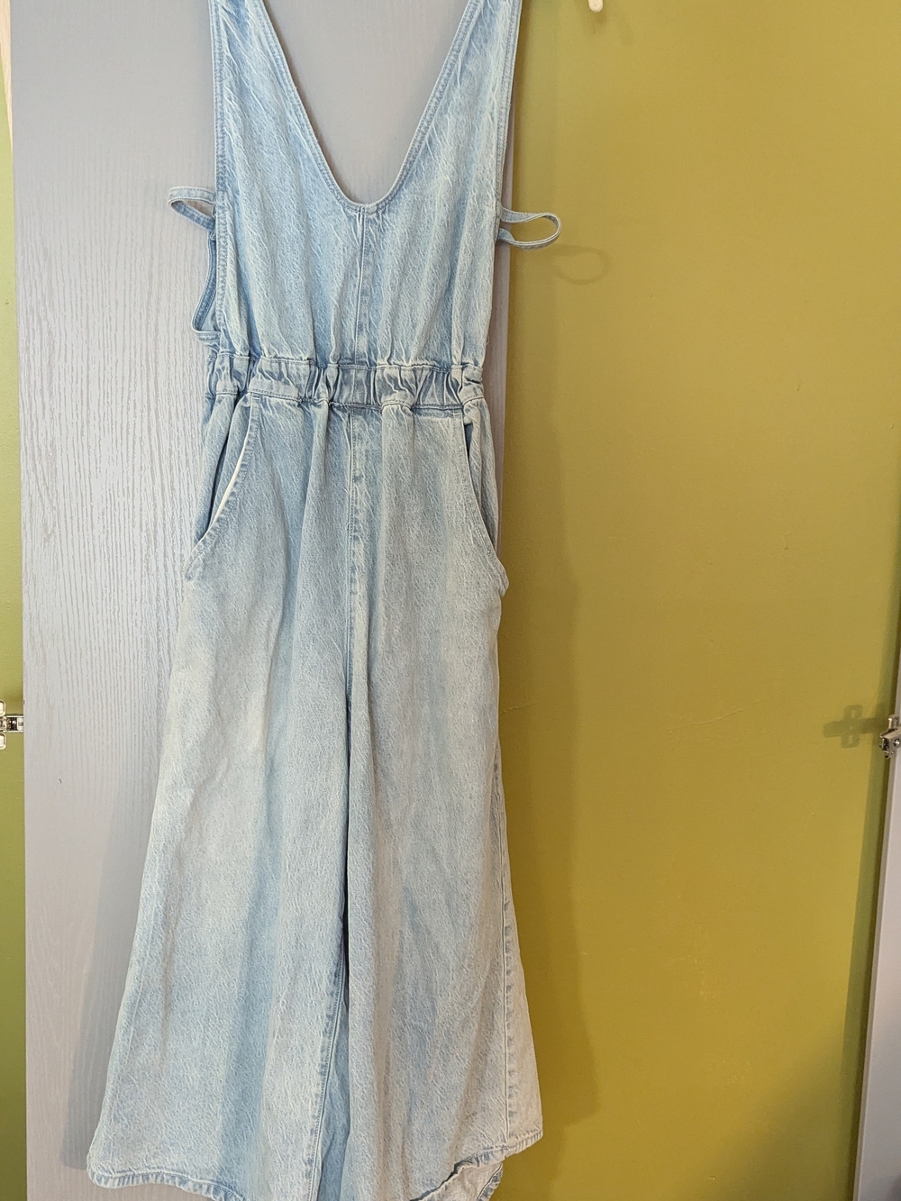 Free People Alora Denim Tie Back Jump Suit